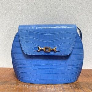 ESCADA Blue and Gold Croc Leather Handbag